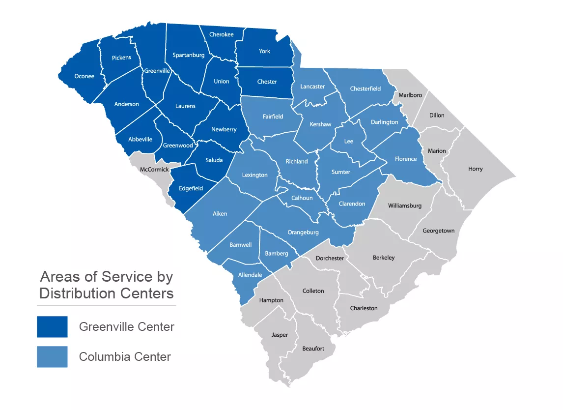 area of service counties map